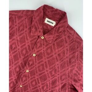 Taylor Stitch Shirt Mens Small 38 Red Geometric 100% Linen Beach Vacation